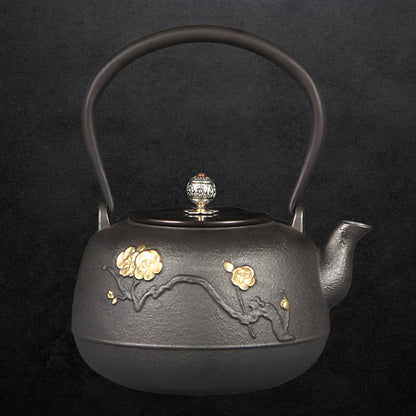 1 plum blossom cast iron teapot set with induction cooker 2